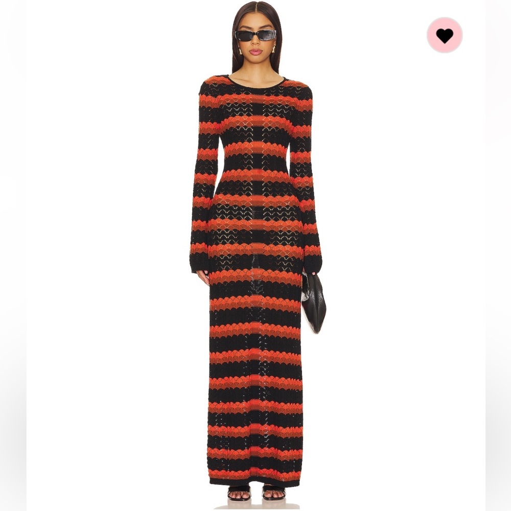 NWT-Shona Joy-Isla open back Maxi Dress in tangerine and multi
